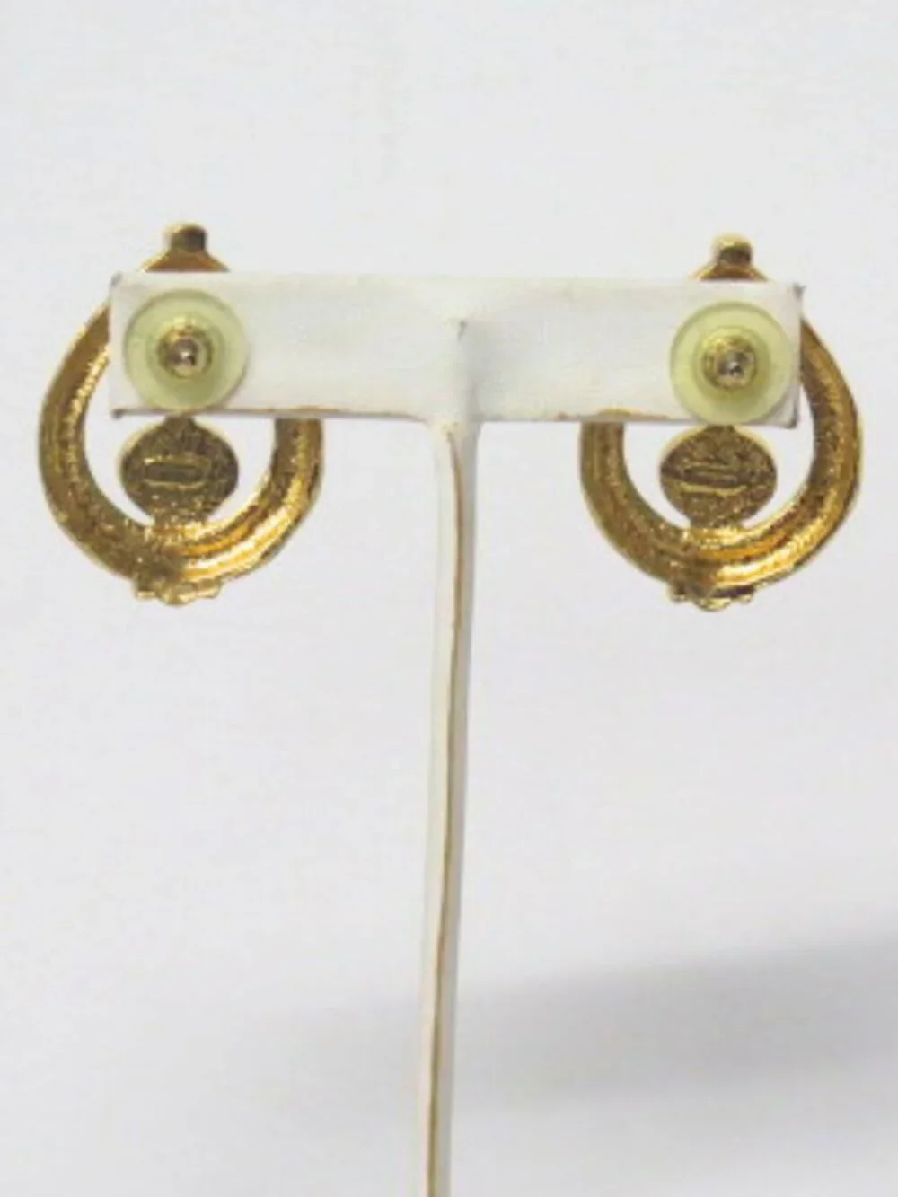 Vintage Gold Tone Black & Faux Pearl Teardrop Statement Earrings